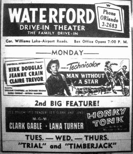 Waterford Drive-In Theatre - Old Ad (newer photo)
